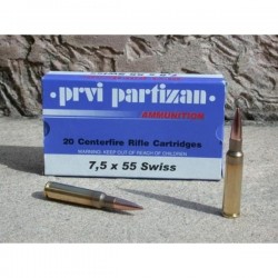 Cartouches PARTIZAN CAL. 7,5X55 SUISSE 174-GRS FMJ-BT