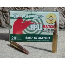 Cartouches PARTIZAN CAL. 8X57 JS 200-GRS FMJ-BT MATCH