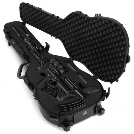 Savior Equipment Discreet Ultimate Guitar Hard Case -Mousse customisable avec poignées et roulettes Noire  45''