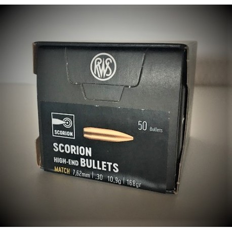 RWS Scorion High-End Bullets - cal. 7.62/ .30 - 168gr - boite de 50