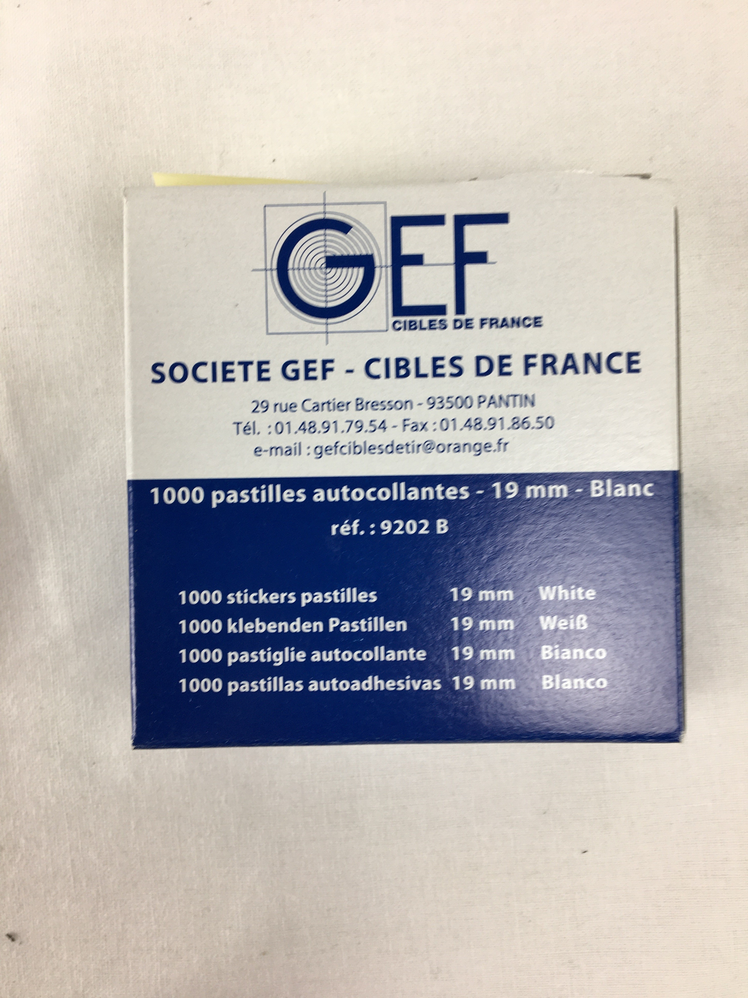 GEF - 1000 pastilles autocollantes -19mm - KLB ARMES